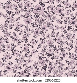 vector seamless cute artistic hand drawn littei ditsy flower pattern. spring, summer mood, gentle, romantic, nature in bloom, fantasy floral print. 