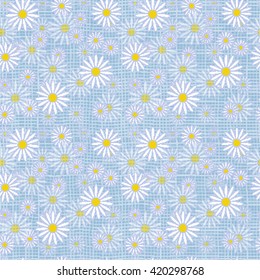 Vector seamless cute beautiful minimalist graphics daisy flower pattern. Spring summer, sweet romantic textile background, floral print, daisy, garden flowers.