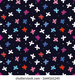 Vector seamless cute beautiful minimalistic graphical flower pattern. Spring summer time, gentle romantic background, floral print, chamomile, garden flowers.