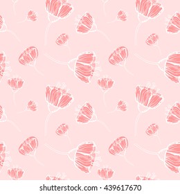 Vector Seamless With Cute Cartoon Flowers