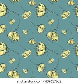 Vector seamless with cute cartoon flowers