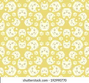 Vector Seamless Cute Cat Background