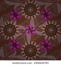 vector seamless cute flower pattern. Spring summer time. Holidays mood. Gentle romantic print. Brown.