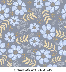 Vector seamless cute flower pattern.