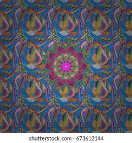 Vector seamless cute flower pattern. Spring summer time. Flowers on colorful background. Holidays mood. Gentle romantic print.
