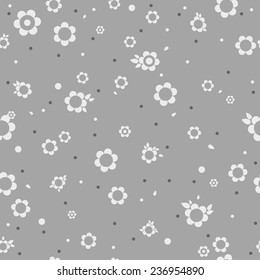 vector seamless cute flowers with dots print