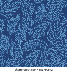 vector seamless cute gentle artistic fantasy buckets pattern. stylized flowers, romantic, thin branches with circles, minimalistic fantastic wild nature floral background print