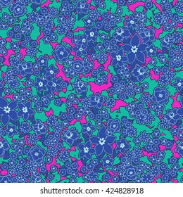vector seamless cute gentle original little floral ditsy pattern, summer mood, artistic graphical flower background allover print with outlines