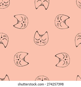 vector seamless cute graphical cats print 