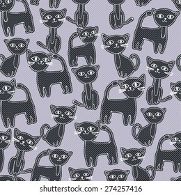 vector seamless cute graphical cats print 