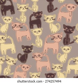 vector seamless cute graphical cats print 