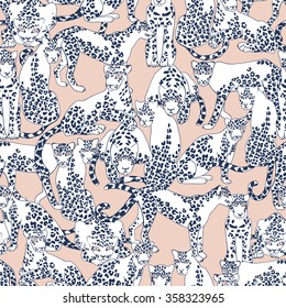 vector seamless cute graphical fantastic leopard pattern. animalistic, animal skin print, safari, unusual, beautiful african hand drawn wild nature animal background.