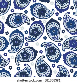 vector seamless cute graphical funny original oriental paisley pattern with flowers, dots, circles. spring summer mood, stylish ornamental native background print