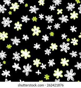 vector seamless cute graphical hand drawn flower print