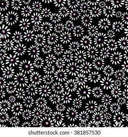 vector seamless cute graphical hand drawn artistic stylized little ditsy flower pattern. summer fun, flora in bloom, fantasy fresh colorful background print with dots
