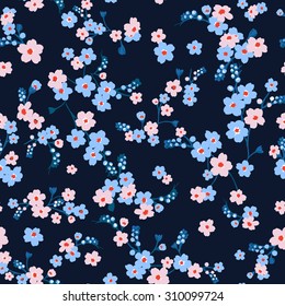 Vector seamless cute graphical minimalistic flower pattern. Gentle, bright, romantic print.Spring, summer time. Nature in bloom. 