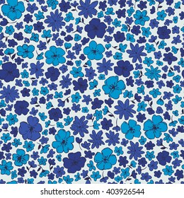 vector seamless cute hand drawn naive little ditsy pattern, gentle summer time colorful romantic floral background allover print