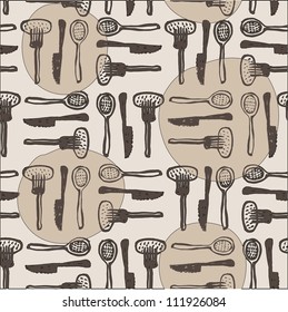 Vector seamless cute kitchen pattern