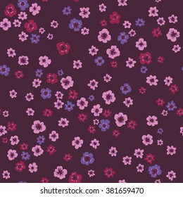 vector seamless cute little gentle ditsy flower pattern. spring summer mood, beautiful garden floral background print, colorful, bright, romantic naive flora design