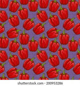 Vector seamless cute shiny bell pepper pattern