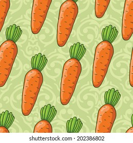 Vector seamless cute shiny carrots pattern