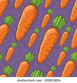 Vector seamless cute shiny carrots pattern