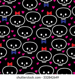 Vector Seamless Cute Skulls Background