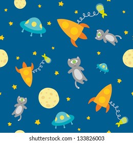 Vector seamless cute space pattern
