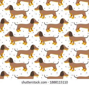 Vector seamless dachshund pattern  for print and web design on white background