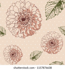 Vector Seamless Dahlia flower Pattern