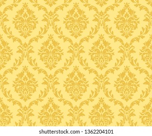 Vector seamless damask gold patterns. Rich ornament, old Damascus style gold pattern for wallpapers, textile, packaging, design of luxury products - Vector Illustration