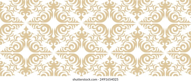 Vector seamless damask gold patterns. Rich ornament, old Damascus style gold pattern.