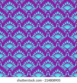 Vector seamless damask ornament of floral elements.  Royal wallpaper.