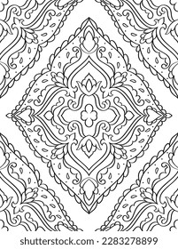 Patrón de damasco sin costuras del vector. Fondo blanco y negro. Ornamento medieval con elementos estilizados. Plantilla de contorno para papel de pared, textil, papel de envoltura, alfombra.