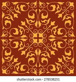 Vector. Seamless damask pattern. Fabric swatch.