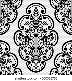 Vector. Seamless damask pattern. Fabric swatch. Black and white.