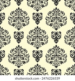Patrón de damasco sin costuras de Vector, Fondo de pantalla floral.