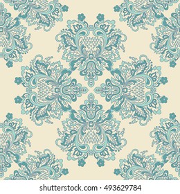 Vector seamless damask pattern. Floral vintage background