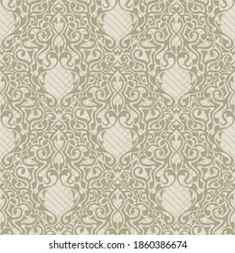 Vector seamless damask pattern with lattice on the back 