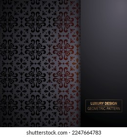 Vector seamless damask pattern. Ornate vintage background, luxury black and gold vintage frame,  invitation card, baroque style booklet, fashion pattern, template for design