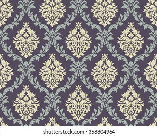 Vector seamless damask pattern. Ornate vintage background