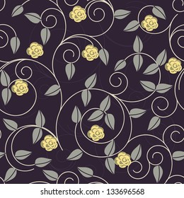 vector seamless dark floral background