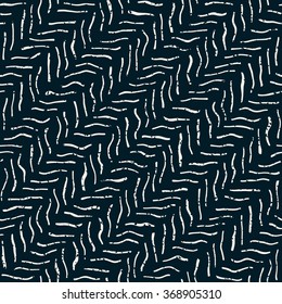 Vector Seamless Dark Hand Drawn Distorted Lines Grunge Retro Pattern Abstract Background