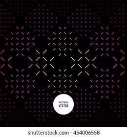 Vector seamless dark pattern. Futuristic geometric texture. Minimal abstract background. Colorful fabric. Fashion print. Textile for cloth. Black style design. Urban backdrop
