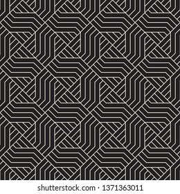 Vector seamless dark pattern. Geometric stripes ornament. Simple thin lines background.