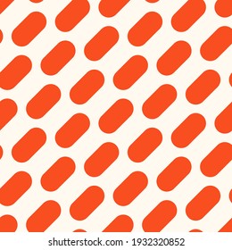 Vector seamless dash lines pattern. Repeating geometric red rounded elements. Abstract simple monochrome background design.