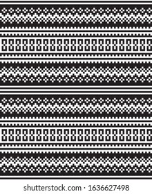 Vector seamless decorative black and white pixel pattern