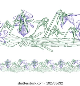 Vector seamless decorative border of the wild pansy