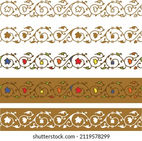 bordes decorativos sin fisuras vectoriales en estilo medieval