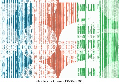 Vector Seamless Decorative Ethnic luxury Kilim seam patrón. Motivos florales y geo nativos de japón. Antecedentes con el ornamento tribal, Imprimir para moda, textil, papel y cubierta. Ilustración dibujada por mano